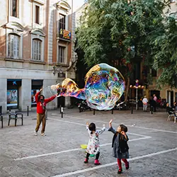 Man making a soap bubble